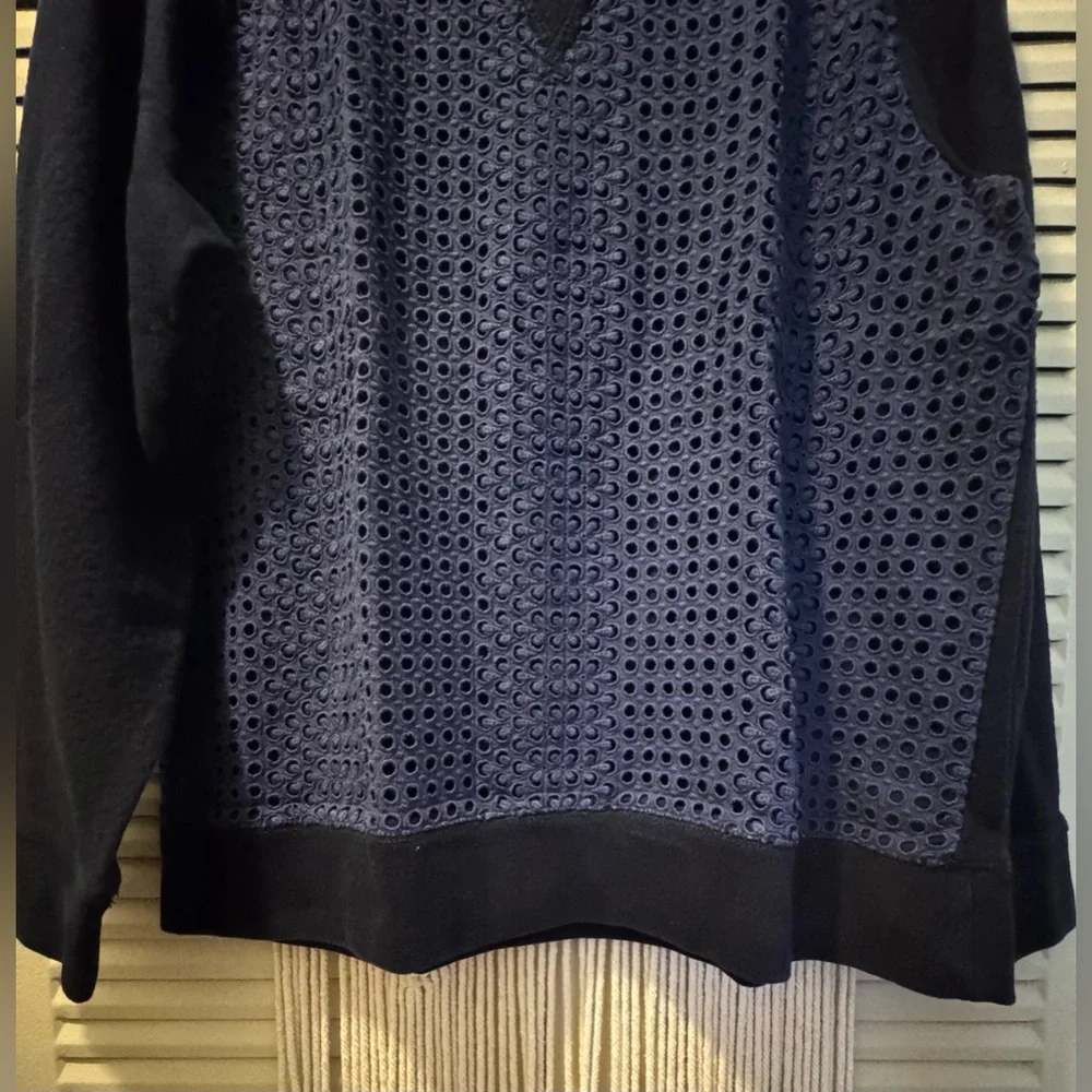 J. Crew Navy Eyelet Front Sweatshirt